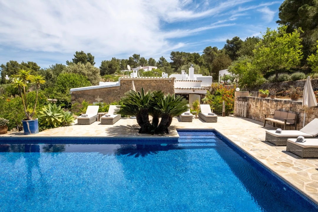 1684146350-Prospectors Luxury real estate Ibiza to rent villa Can Xauret spain property rental pool sea view outside.webp